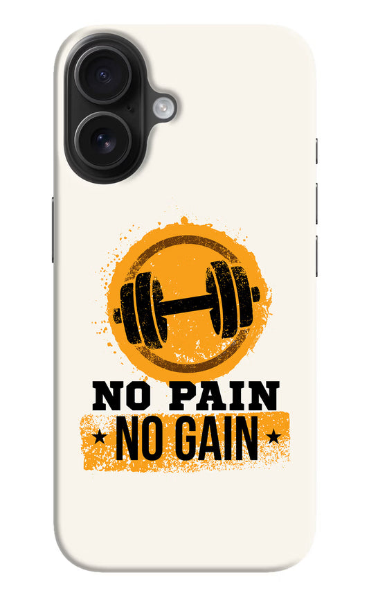 No Pain No Gain iPhone 16 Plus Hard Case Back Cover by Casekaro