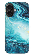 Blue Glitter Marble iPhone 16 Plus Hard Case Back Cover by Casekaro
