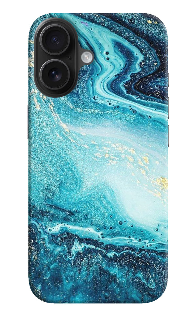 Blue Glitter Marble iPhone 16 Plus Hard Case Back Cover by Casekaro