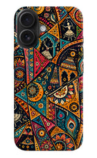 Folk Print iPhone 16 Plus Hard Case Back Cover by Casekaro