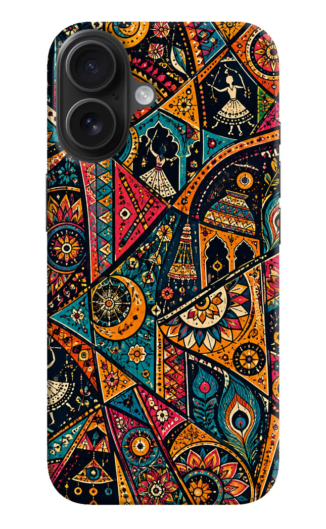 Folk Print iPhone 16 Plus Hard Case Back Cover by Casekaro