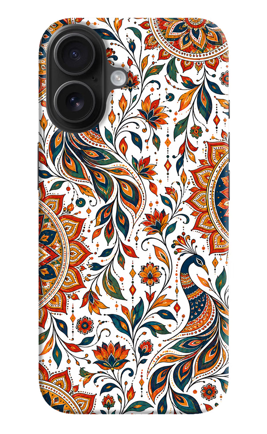 White Mayura iPhone 16 Plus Back Cover, Hard case