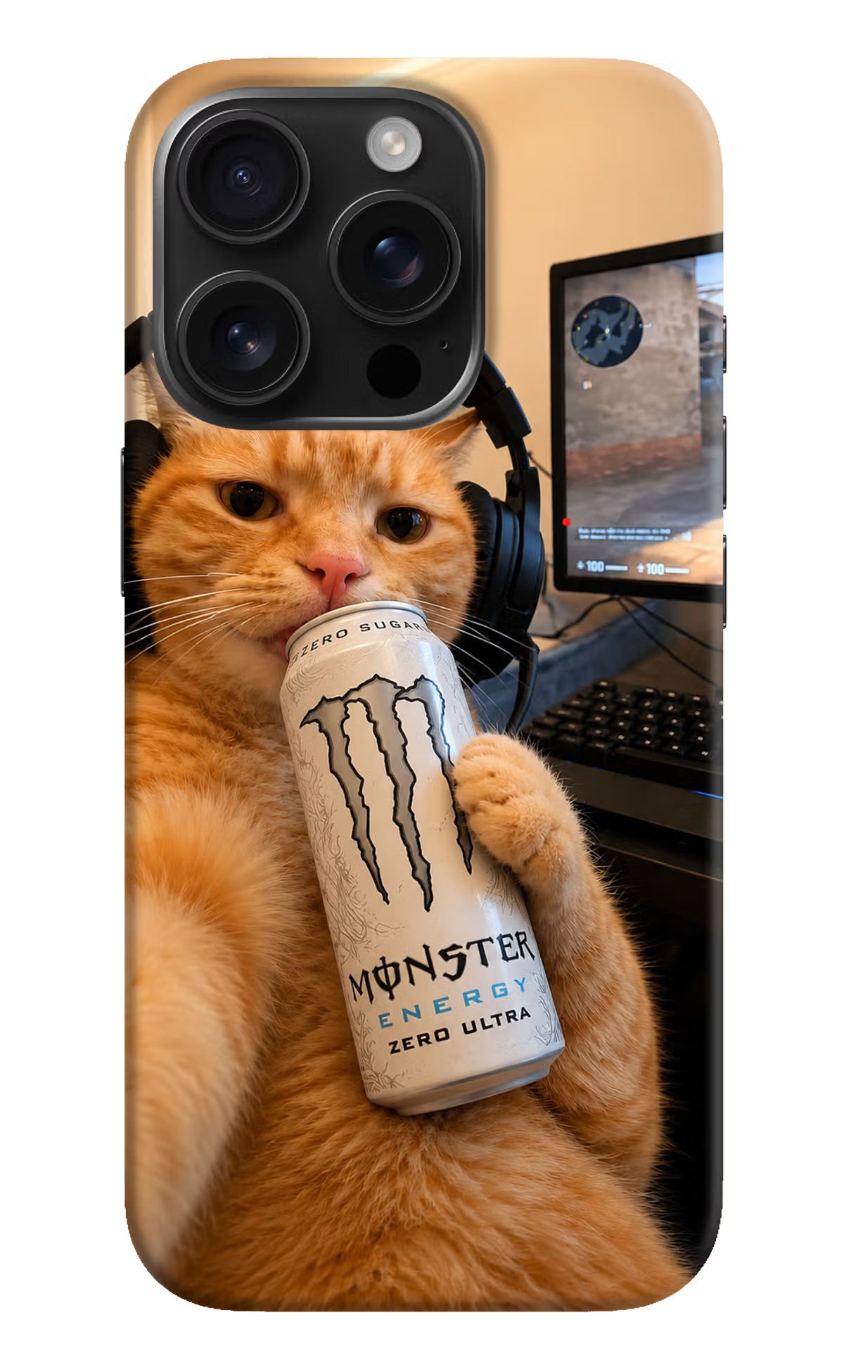 Gamer Cat Energy iPhone 16 Pro Max Back Cover