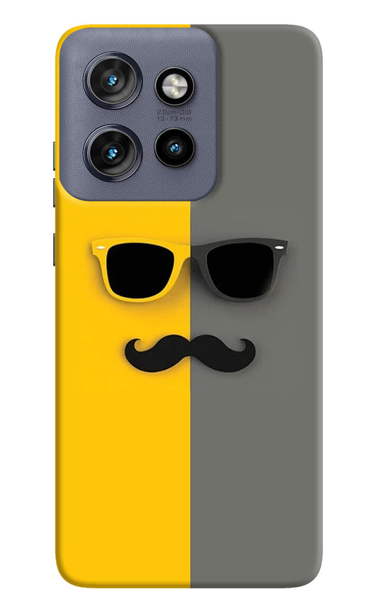 Sunglasses with Mustache Moto Edge 50 Neo Hard Case Back Cover by Casekaro