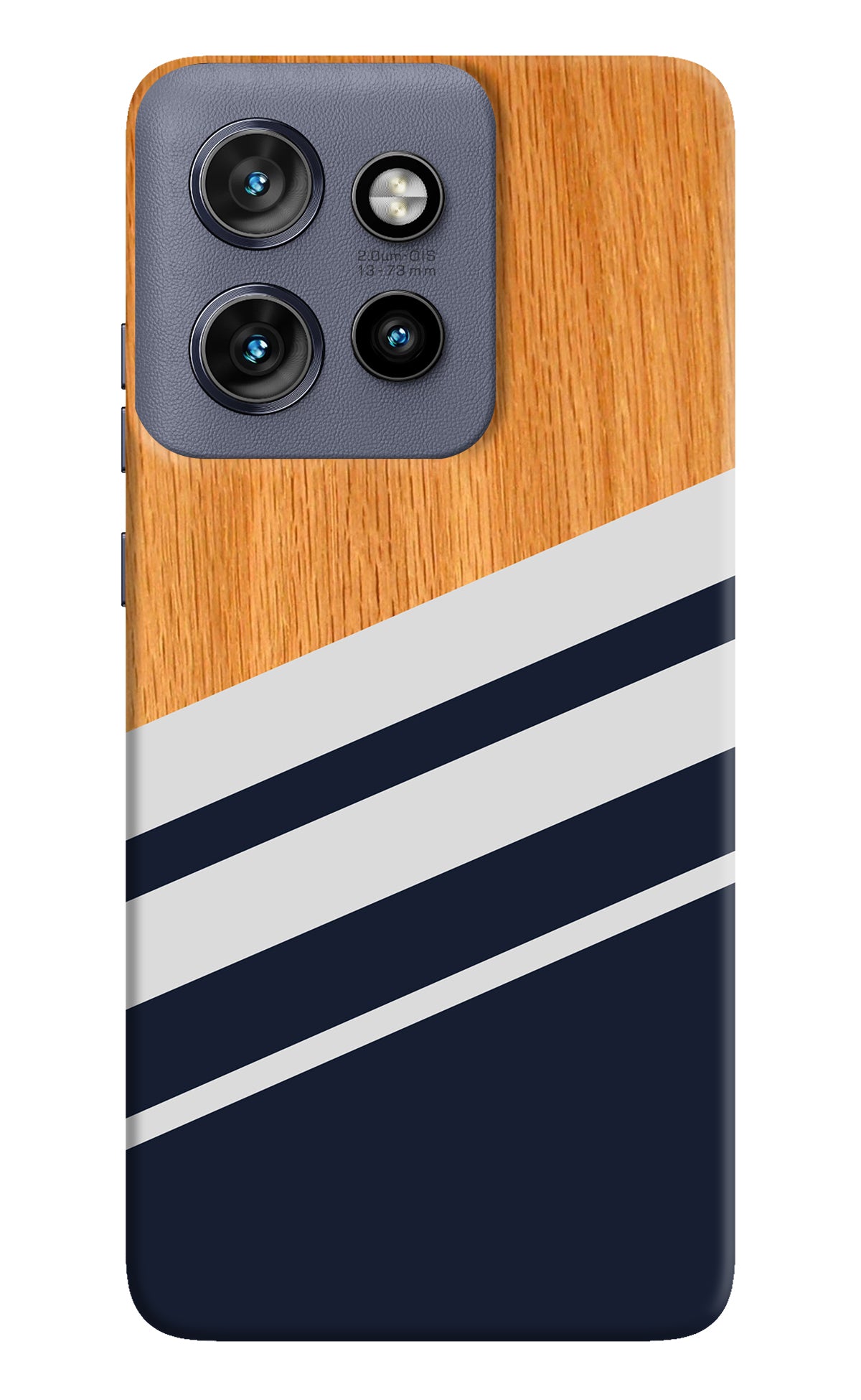 Blue and white wooden Moto Edge 50 Neo Back Cover