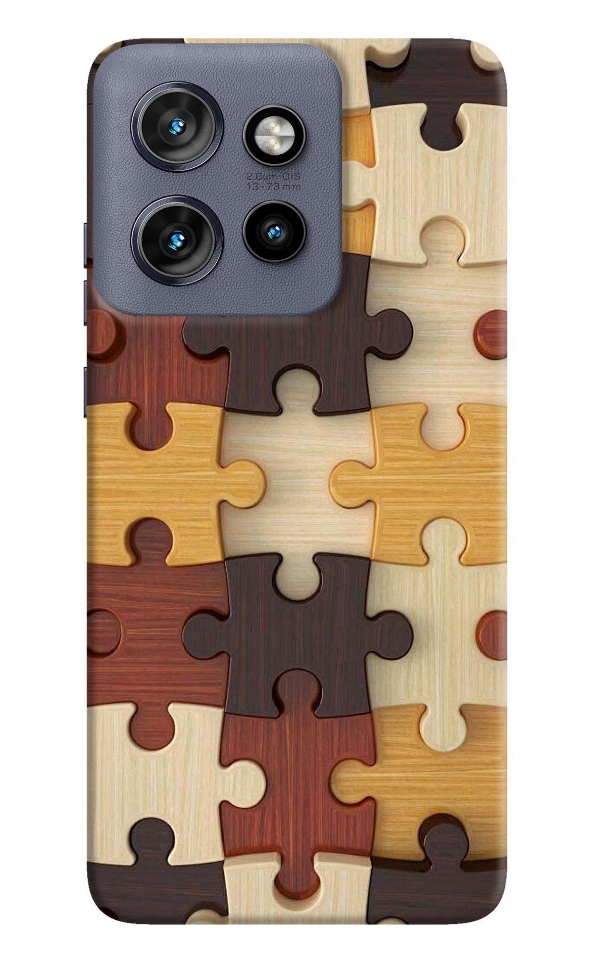 Wooden Puzzle Moto Edge 50 Neo Back Cover