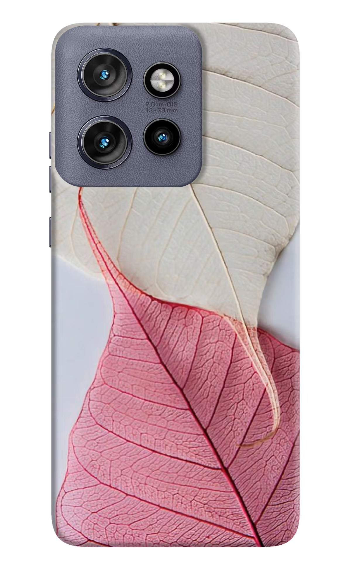White Pink Leaf Moto Edge 50 Neo Hard Case Back Cover by Casekaro