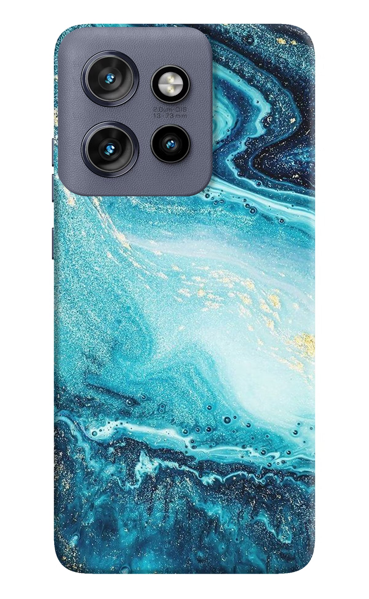Blue Glitter Marble Moto Edge 50 Neo Hard Case Back Cover by Casekaro