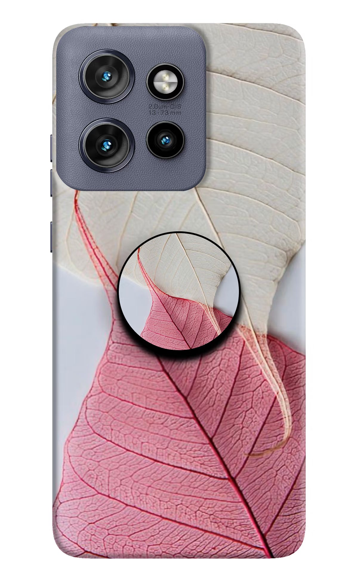 White Pink Leaf Moto Edge 50 Neo Pop Case by Casekaro