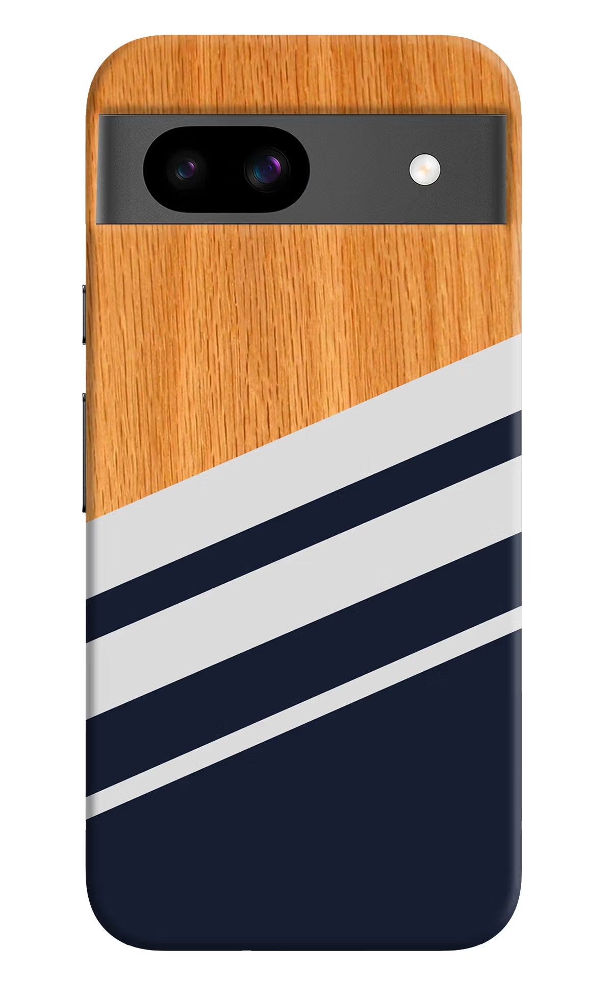 Blue and white wooden Google Pixel 8A Hard Case Back Cover by Casekaro