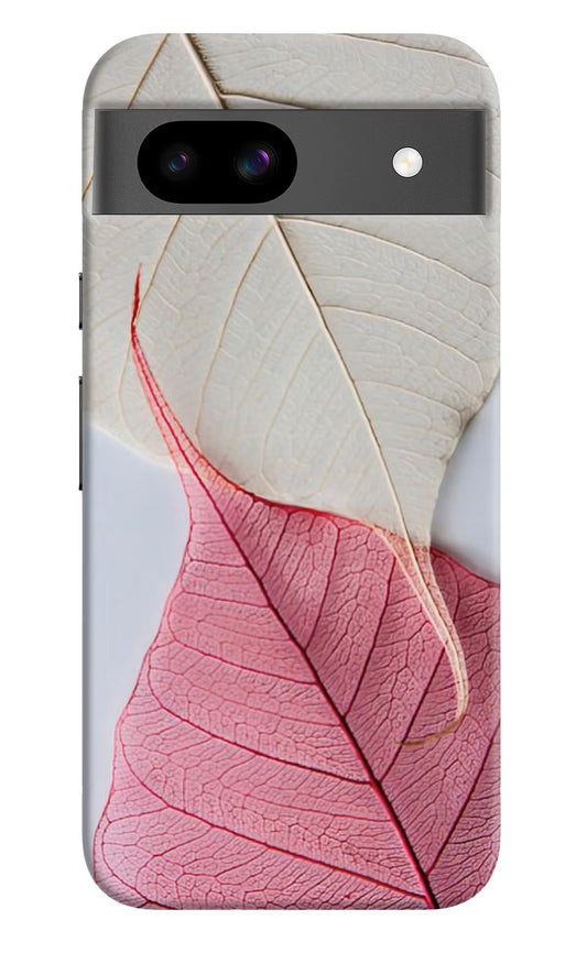 White Pink Leaf Google Pixel 8A Hard Case Back Cover by Casekaro