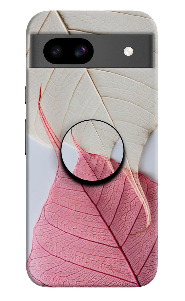 White Pink Leaf Google Pixel 8A Pop Case by Casekaro