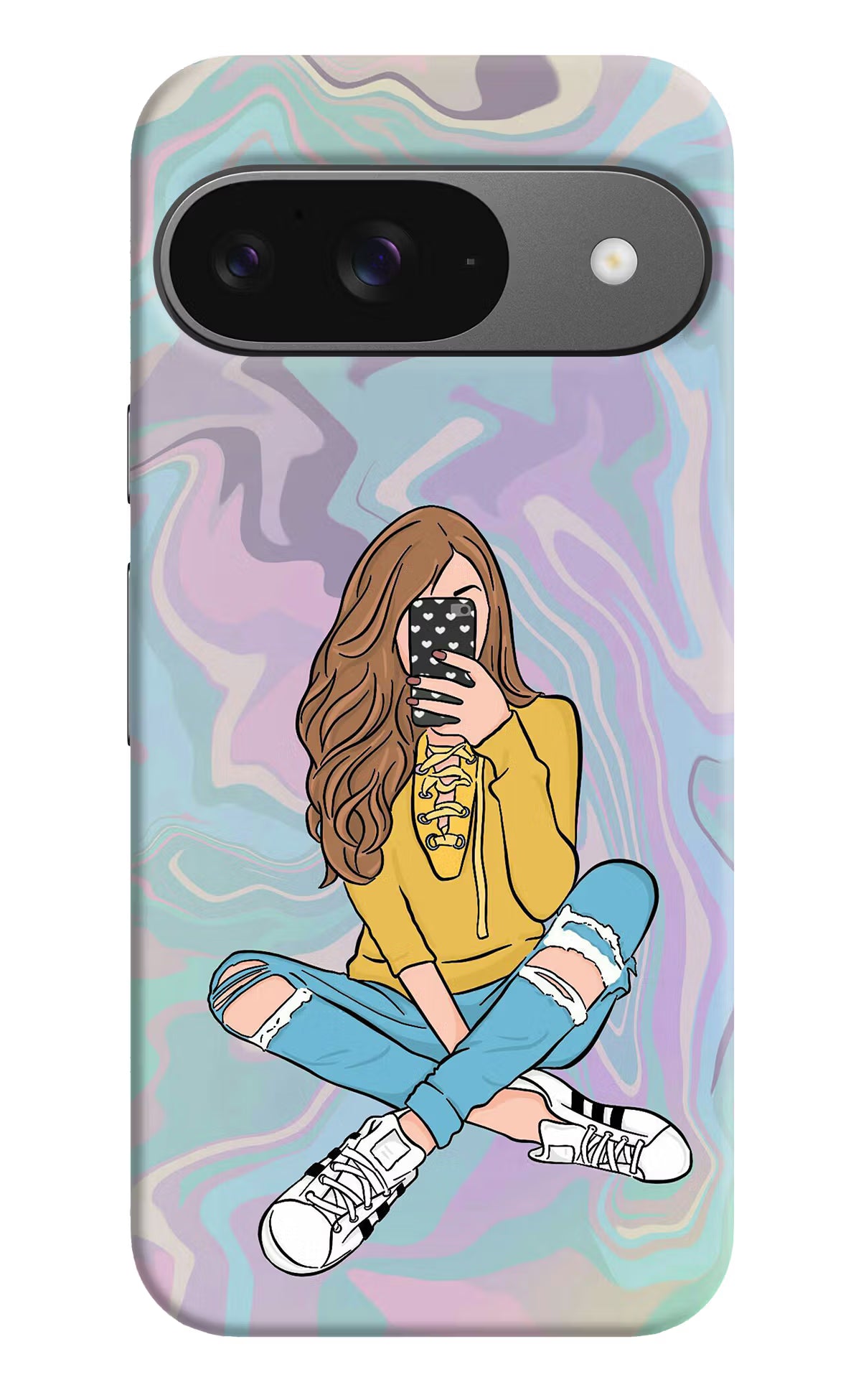 Selfie Girl Google Pixel 9 Hard Case Back Cover by Casekaro