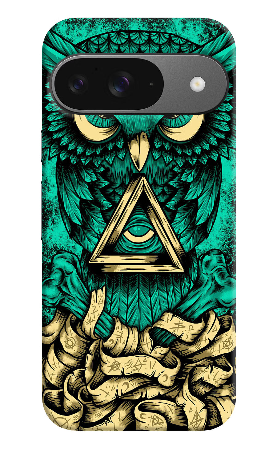 Green Owl Google Pixel 9 Back Cover, Hard case