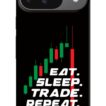 Eat Sleep Trade Repeat Google Pixel 9 Hard Case Back Cover by Casekaro