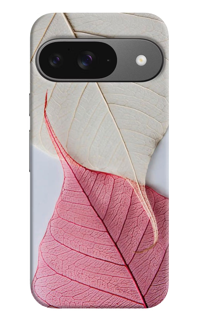White Pink Leaf Google Pixel 9 Hard Case Back Cover by Casekaro