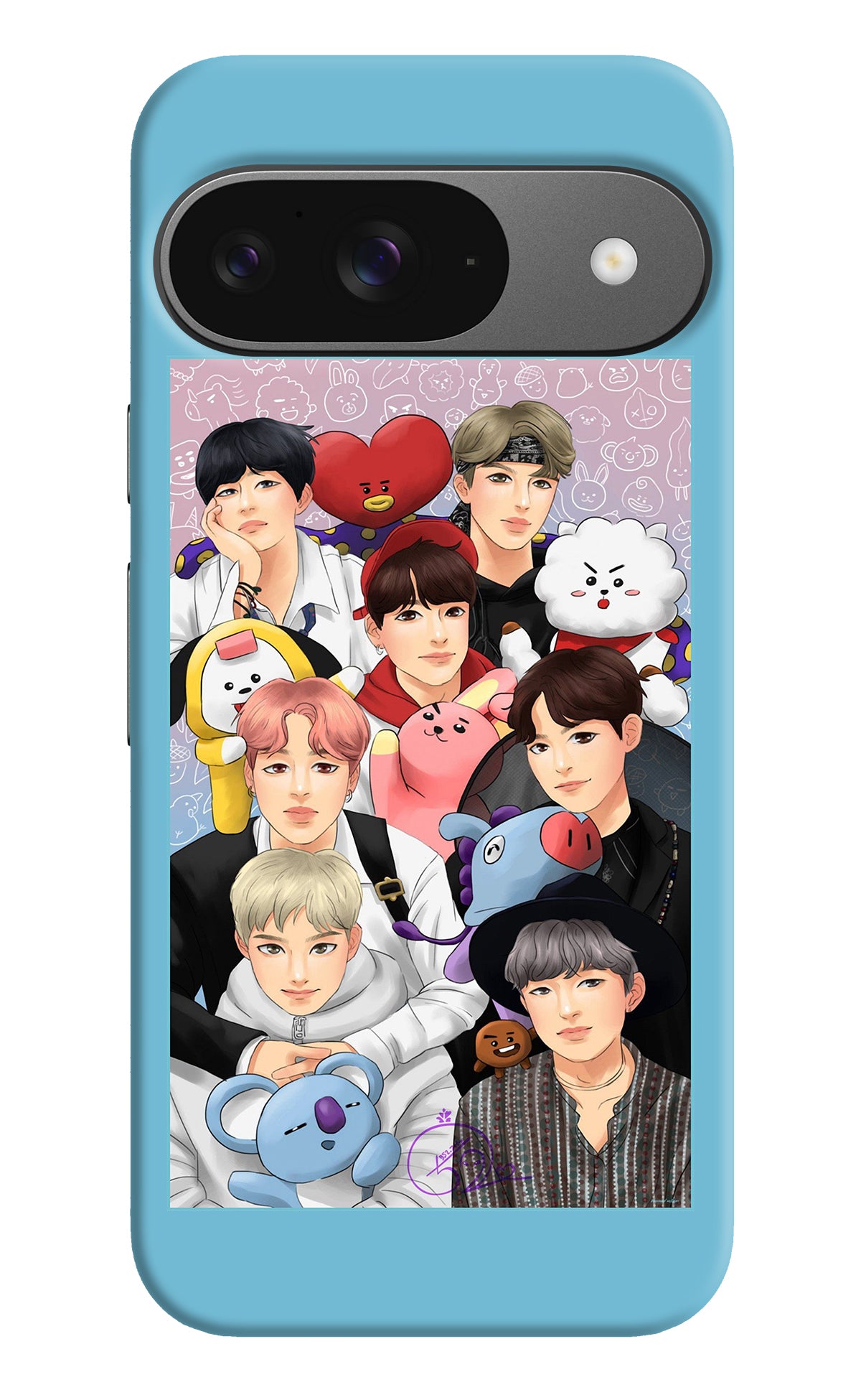 BTS with animals Google Pixel 9 Back Cover