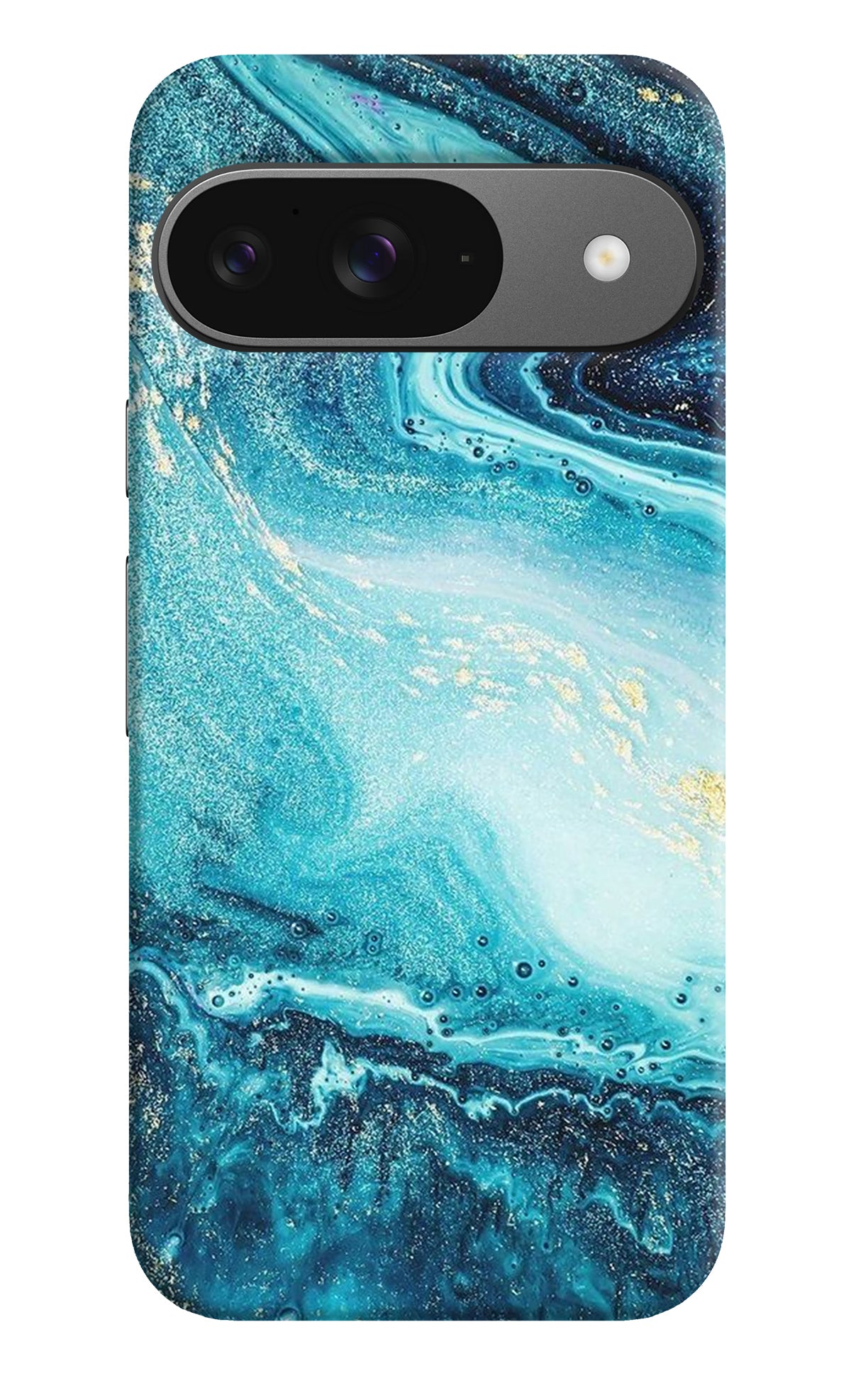 Blue Glitter Marble Google Pixel 9 Back Cover