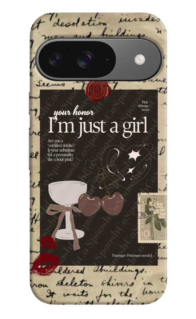 I am just a girl Google Pixel 9 Hard Case Back Cover by Casekaro