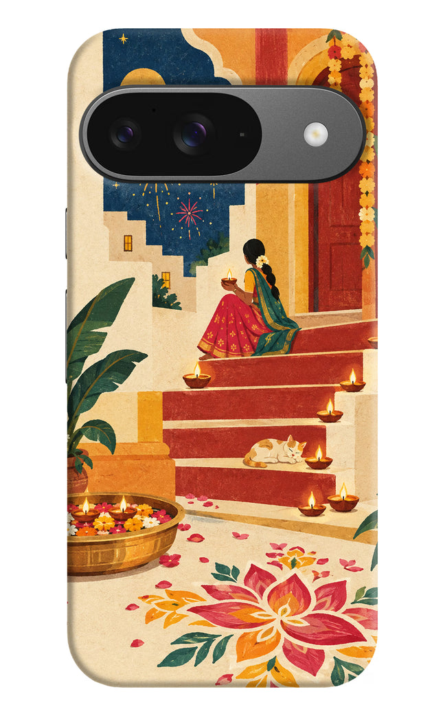 Diwali Rangoli Google Pixel 9 Hard Case Back Cover by Casekaro