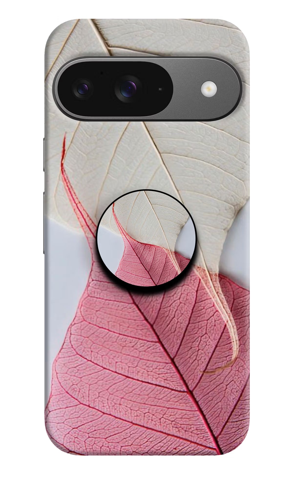 White Pink Leaf Google Pixel 9 Pop Case by Casekaro