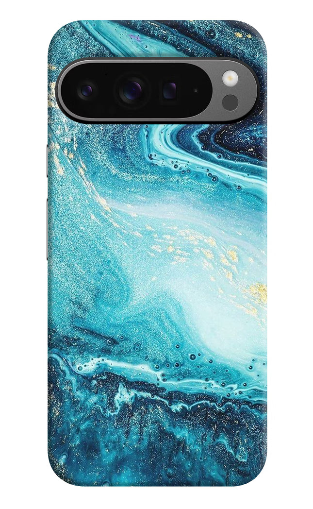Blue Glitter Marble Google Pixel 9 Pro Hard Case Back Cover by Casekaro