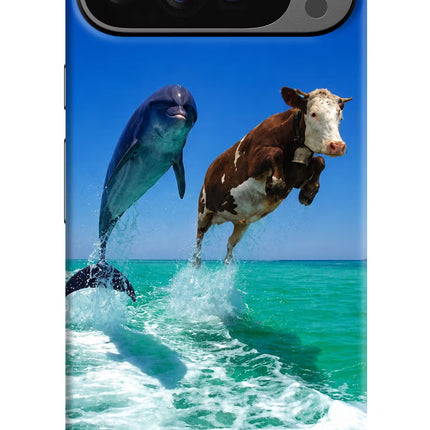 Dolphin vs Cow Google Pixel 9 Pro Hard Case Back Cover by Casekaro
