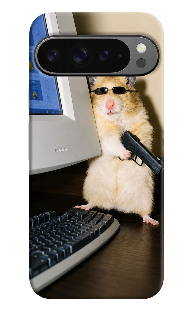 Hacker Hamster Google Pixel 9 Pro Hard Case Back Cover by Casekaro