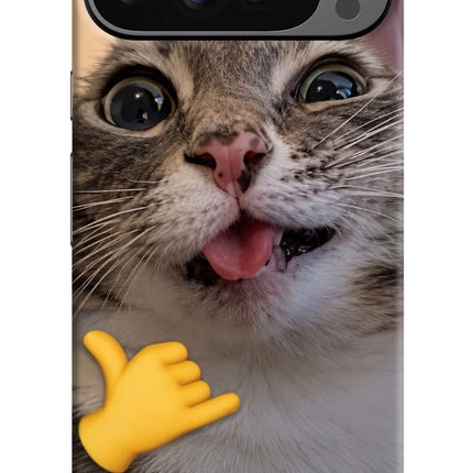 Silly Cat Call Google Pixel 9 Pro Hard Case Back Cover by Casekaro