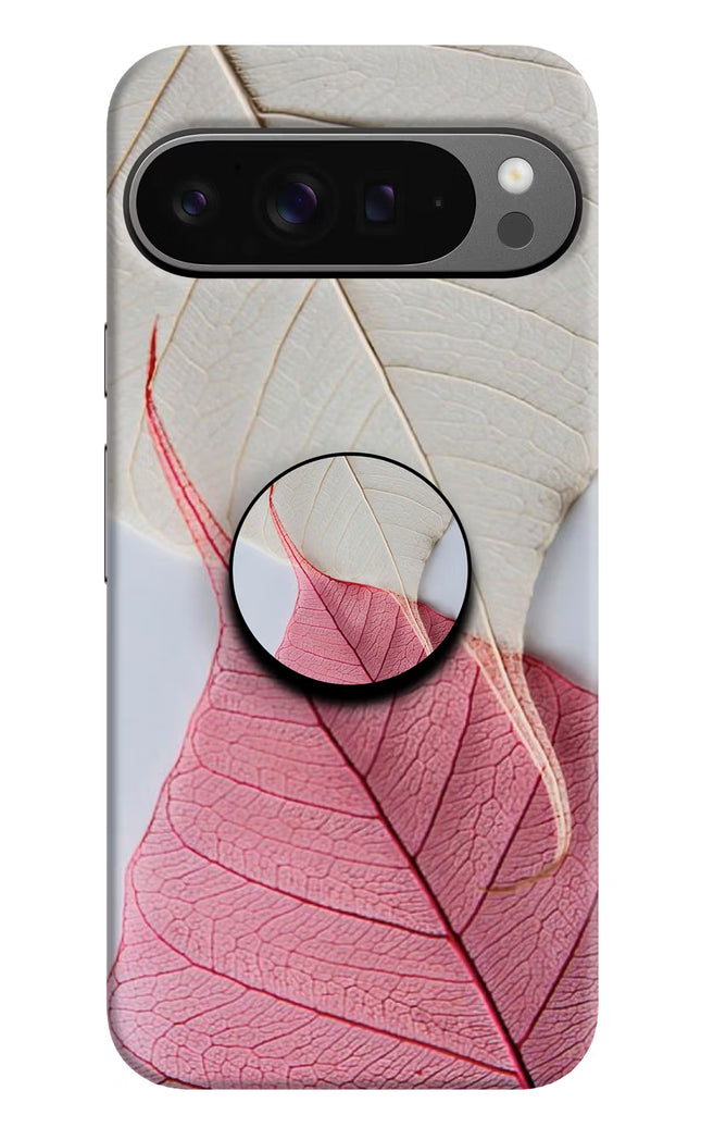White Pink Leaf Google Pixel 9 Pro Pop Case by Casekaro