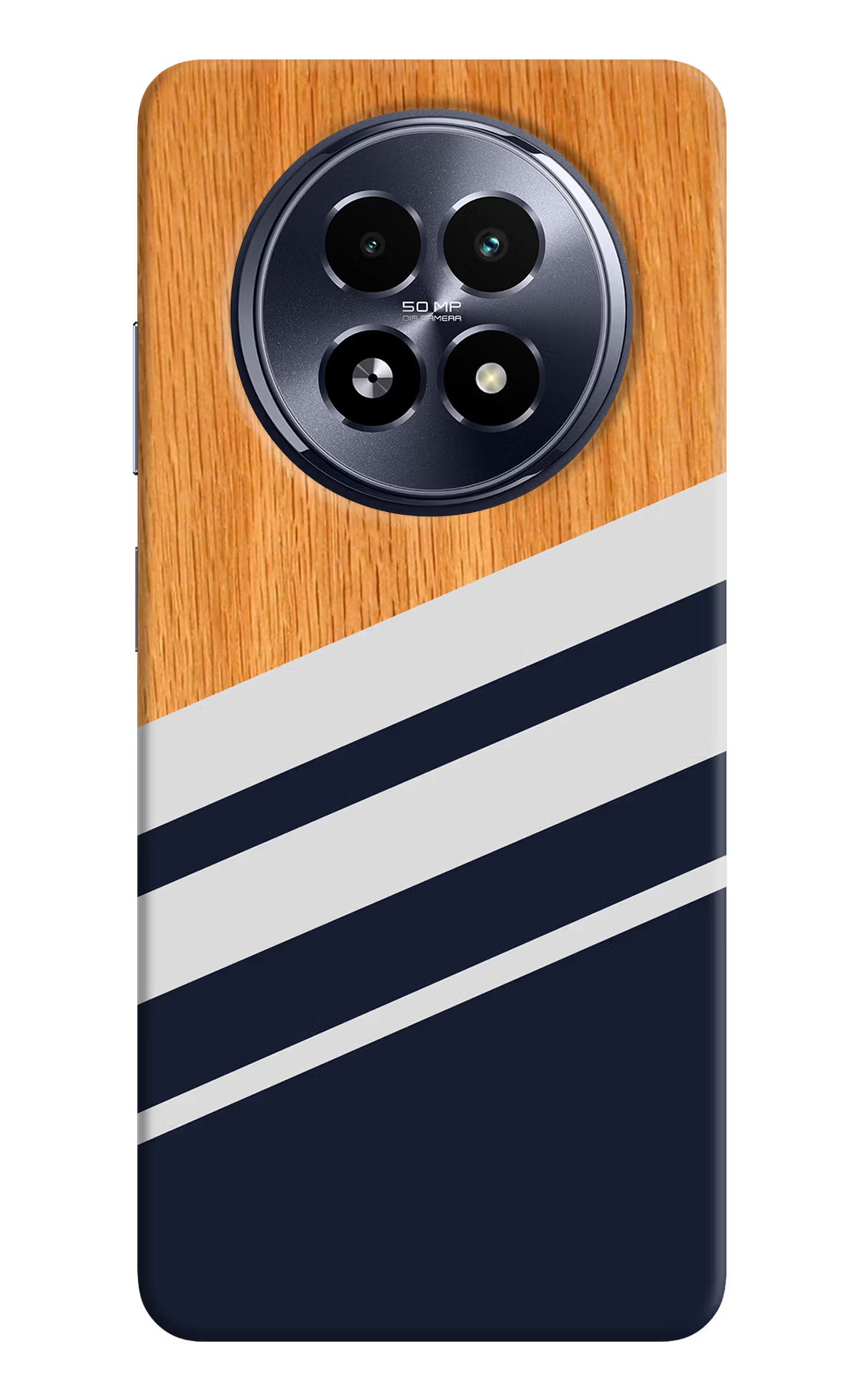 Blue and white wooden Realme 13 5G Hard Case Back Cover by Casekaro