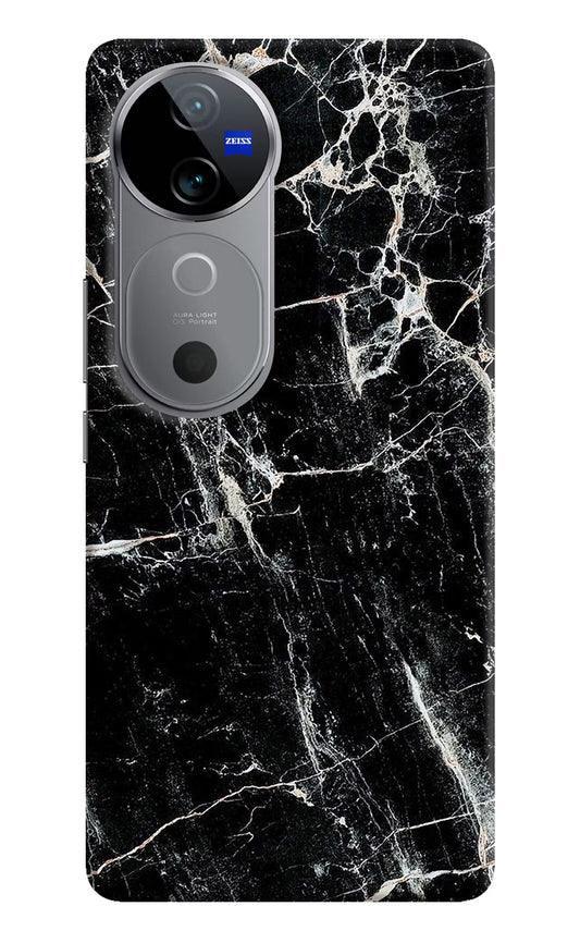 Black Marble Texture Vivo V40 5G Hard Case Back Cover by Casekaro