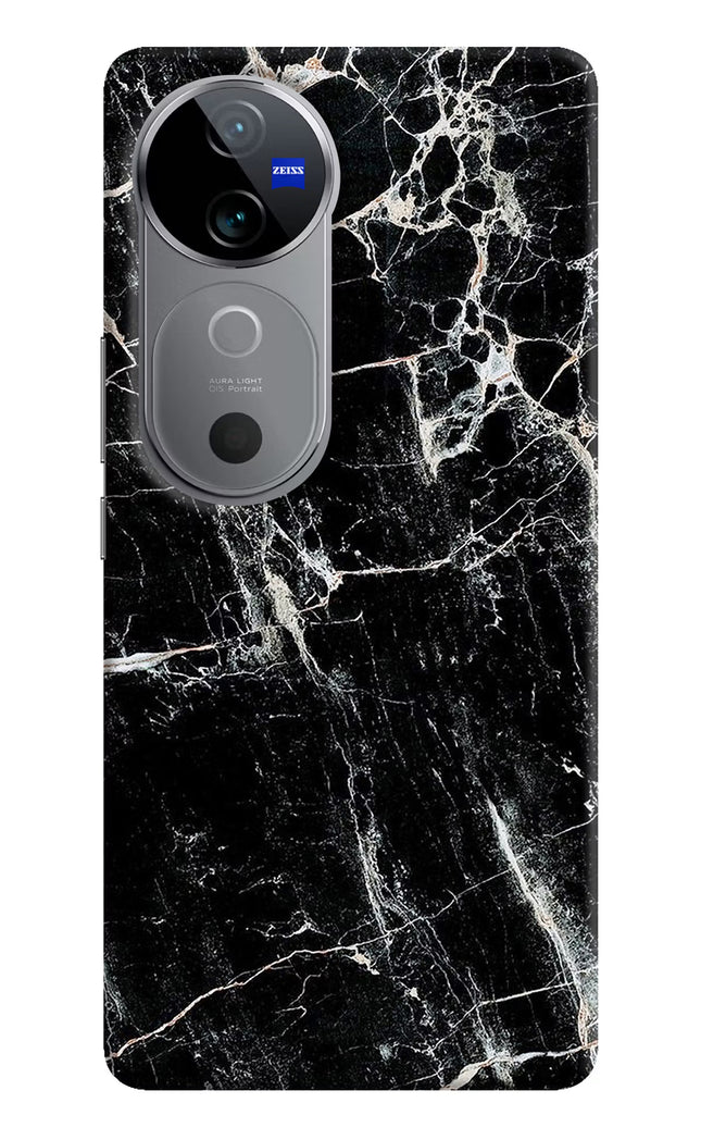 Black Marble Texture Vivo V40 5G Hard Case Back Cover by Casekaro