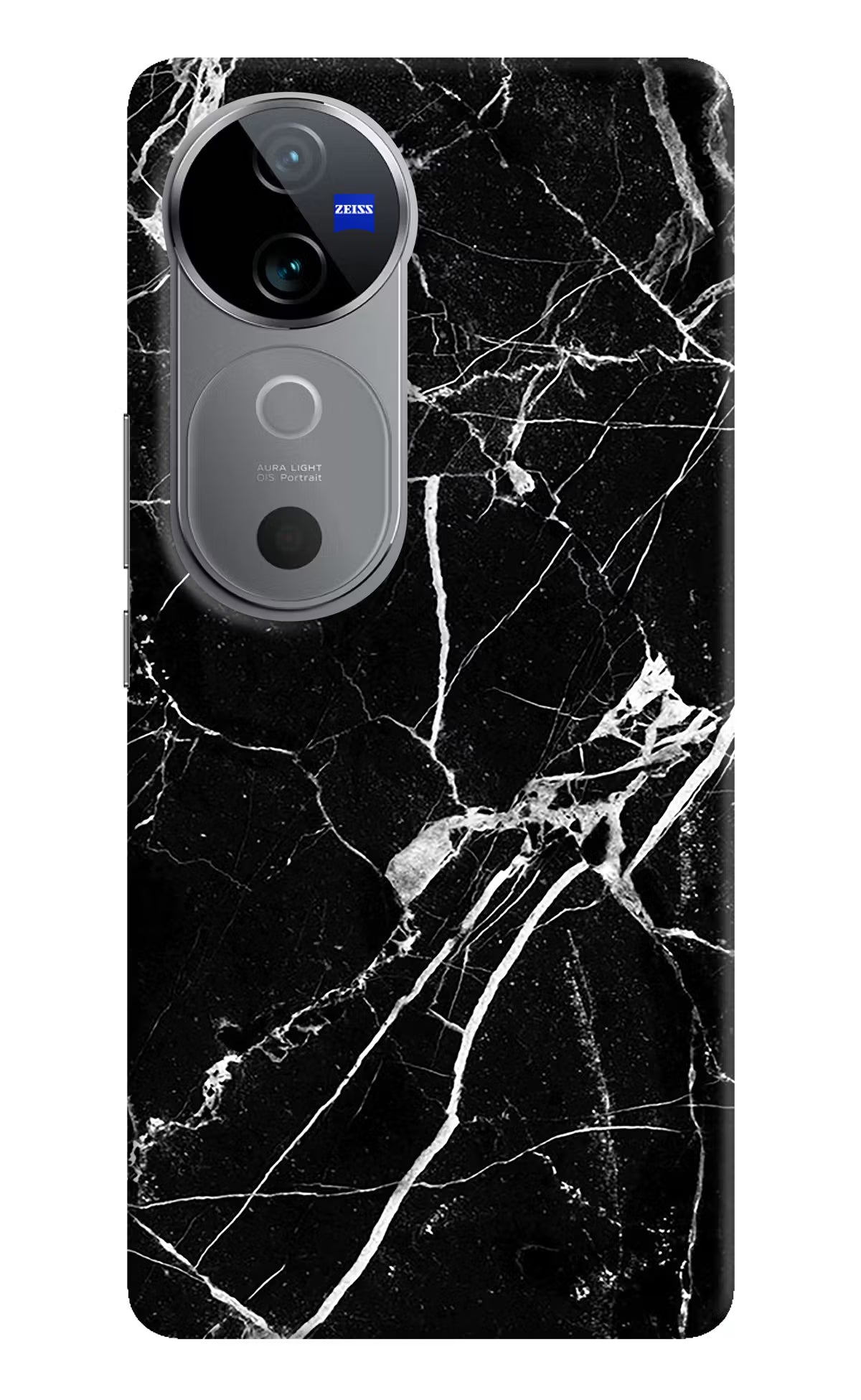 Black Marble Pattern Vivo V40 5G Hard Case Back Cover by Casekaro