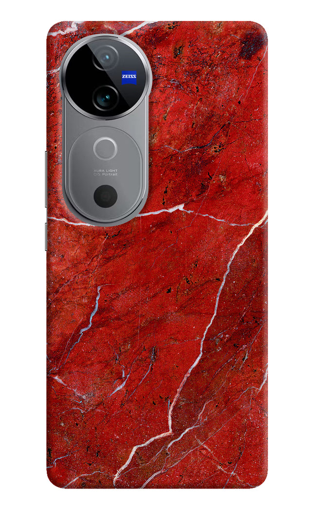 Red Marble Design Vivo V40 5G Hard Case Back Cover by Casekaro