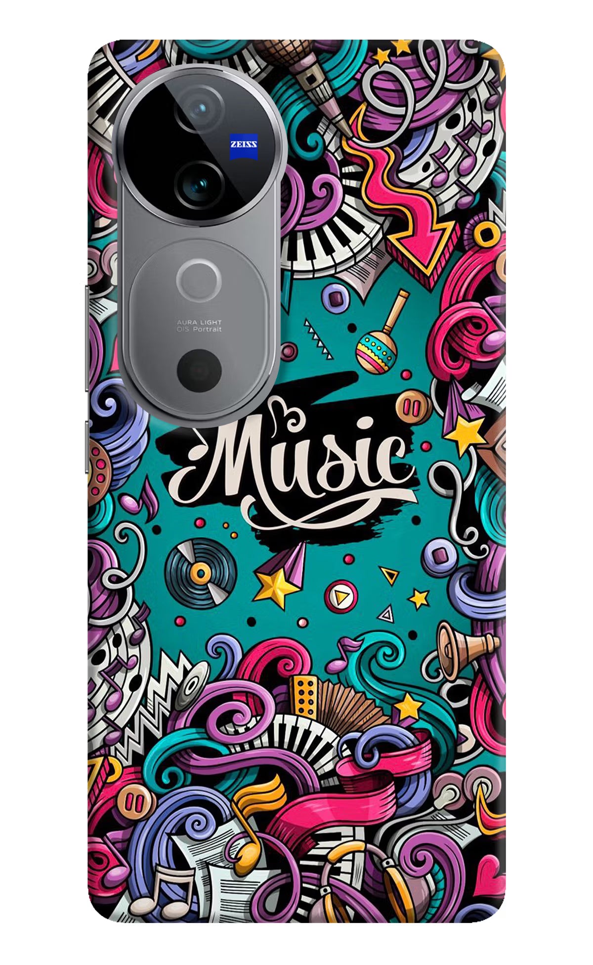 Music Graffiti Vivo V40 5G Hard Case Back Cover by Casekaro