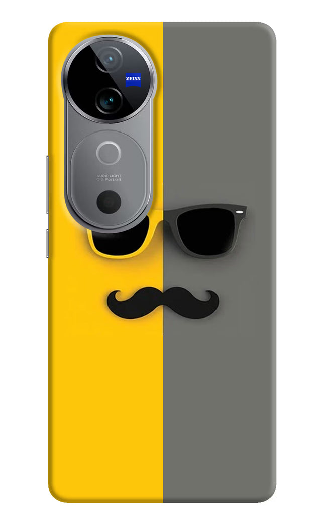 Sunglasses with Mustache Vivo V40 5G Hard Case Back Cover by Casekaro