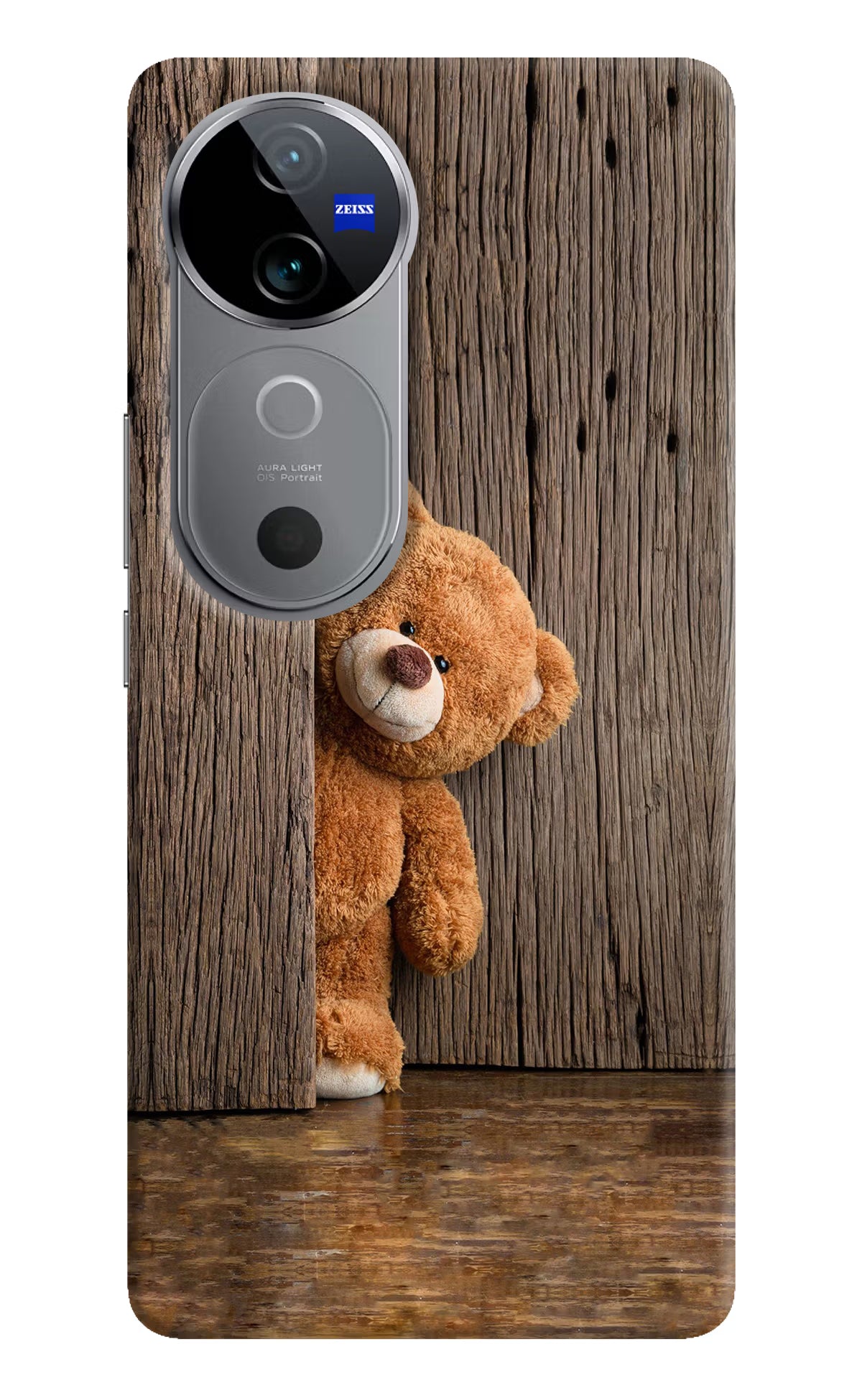 Teddy Wooden Vivo V40 5G Hard Case Back Cover by Casekaro