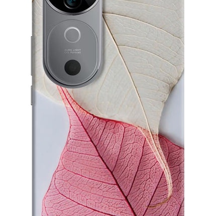 White Pink Leaf Vivo V40 5G Hard Case Back Cover by Casekaro