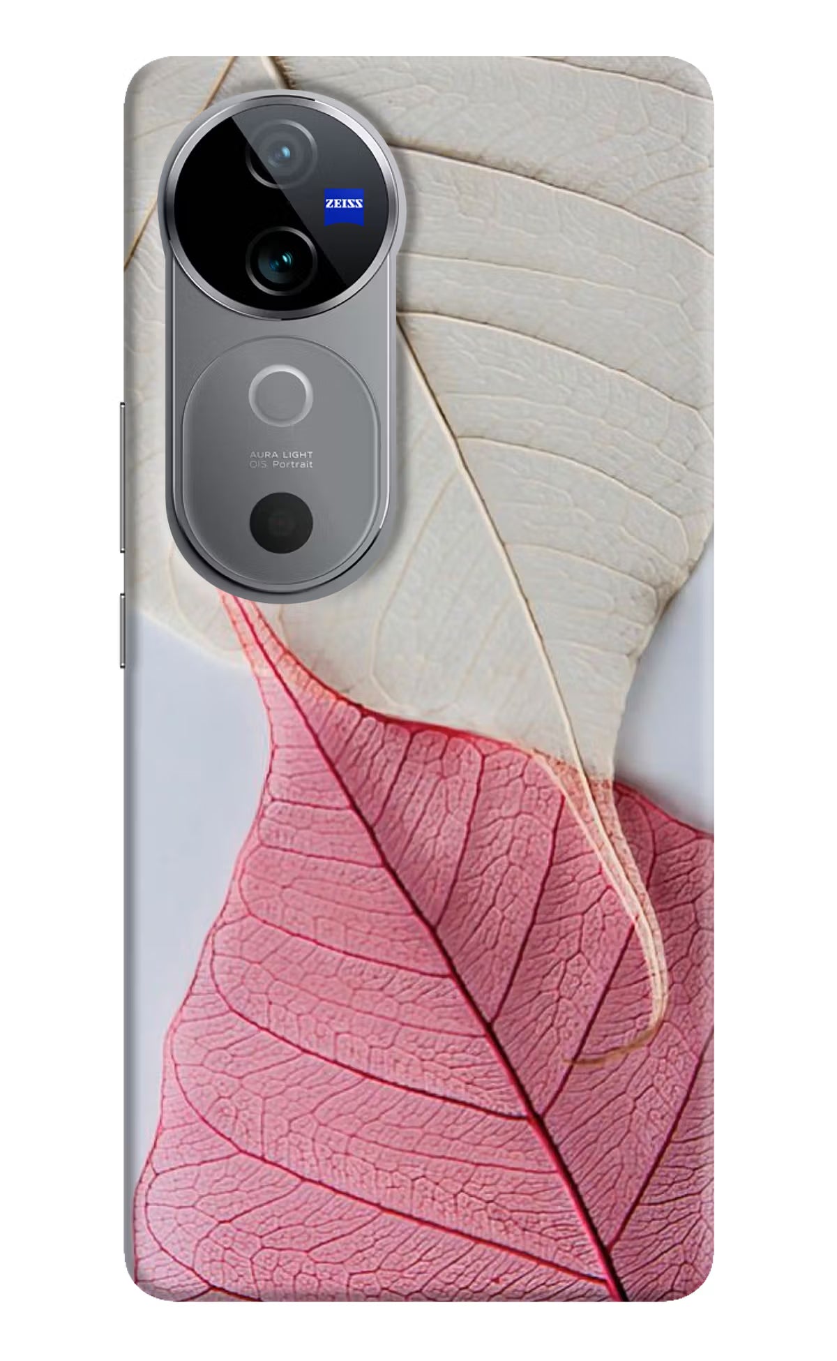White Pink Leaf Vivo V40 5G Hard Case Back Cover by Casekaro