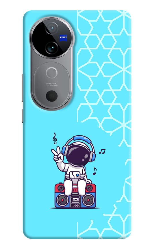 Cute Astronaut Chilling Vivo V40 5G Hard Case Back Cover by Casekaro