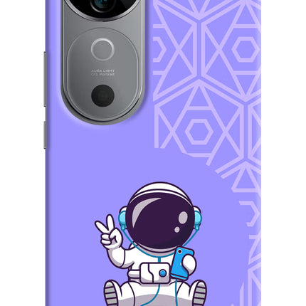 Cute Astronaut Chilling Vivo V40 5G Hard Case Back Cover by Casekaro