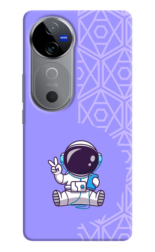 Cute Astronaut Chilling Vivo V40 5G Hard Case Back Cover by Casekaro