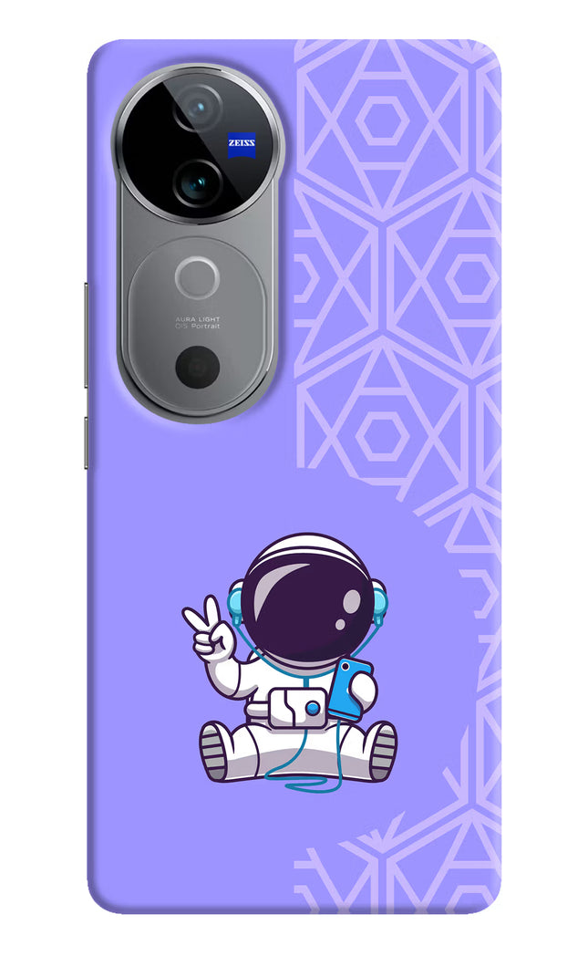 Cute Astronaut Chilling Vivo V40 5G Hard Case Back Cover by Casekaro
