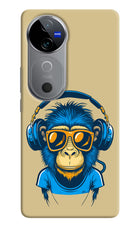 Monkey Headphone Vivo V40 5G Hard Case Back Cover by Casekaro