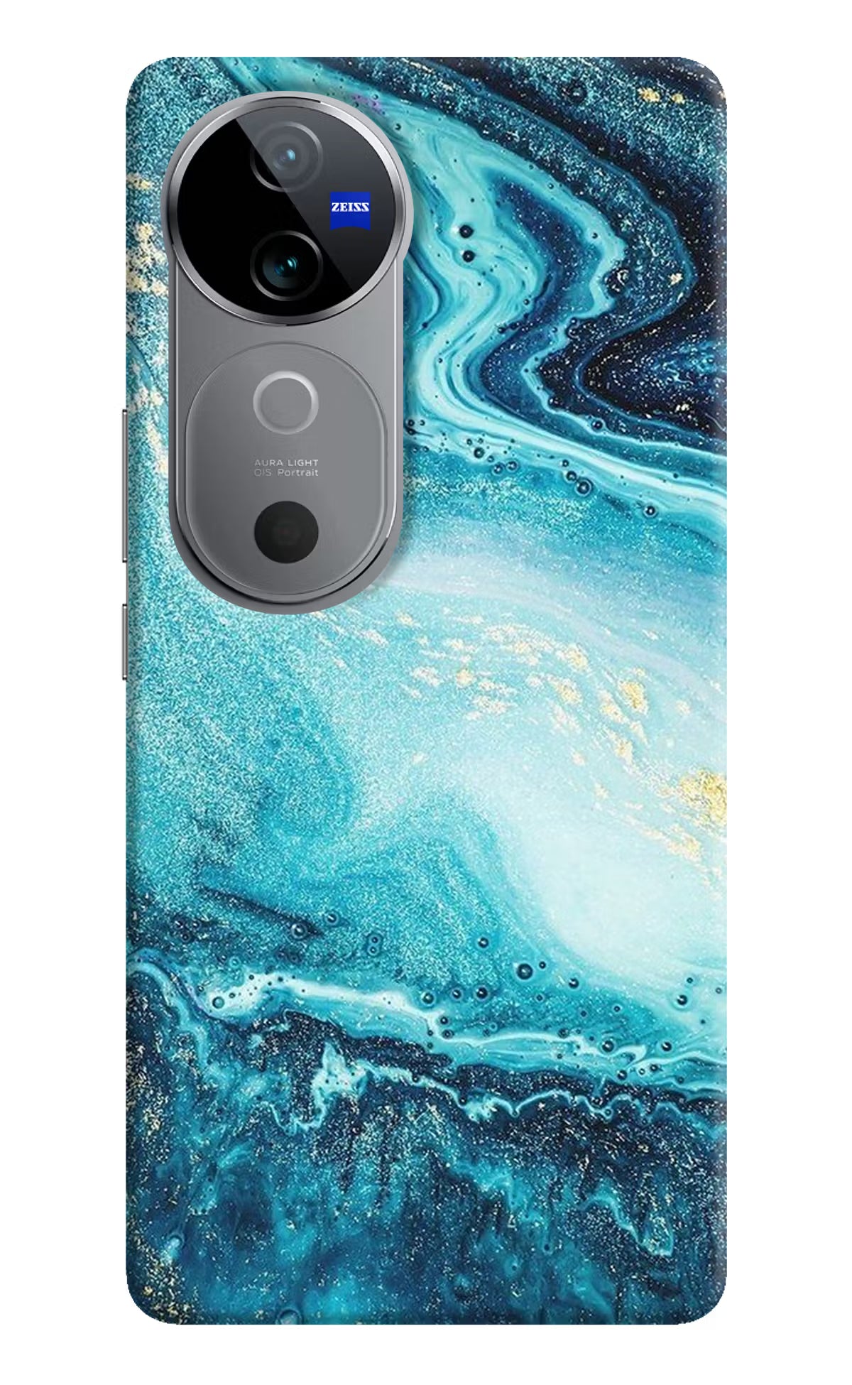 Blue Glitter Marble Vivo V40 5G Hard Case Back Cover by Casekaro