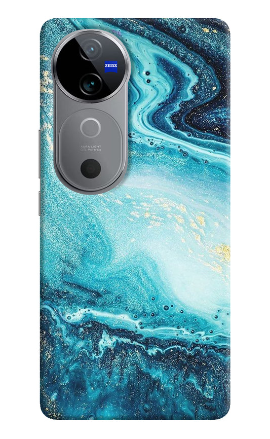 Blue Glitter Marble Vivo V40 5G Hard Case Back Cover by Casekaro