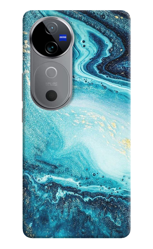 Blue Glitter Marble Vivo V40 5G Hard Case Back Cover by Casekaro