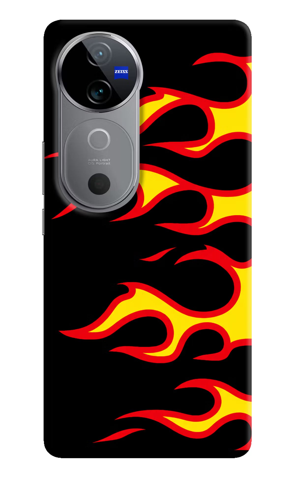 Side Sweep Flames Vivo V40 5G Hard Case Back Cover by Casekaro
