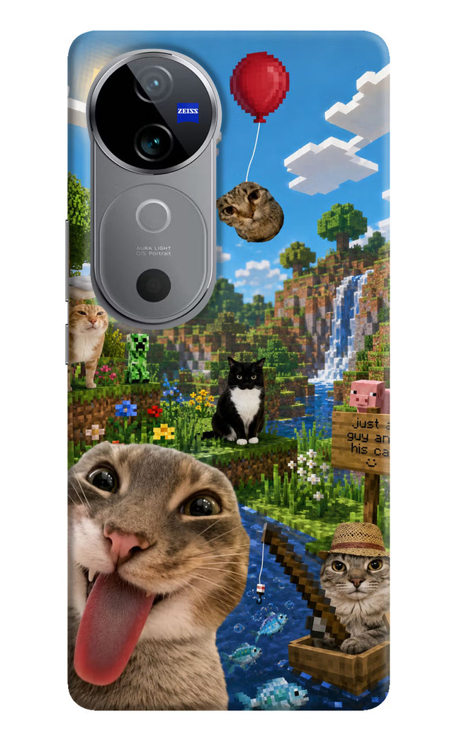 Minecraft Cat Chaos Vivo V40 5G Hard Case Back Cover by Casekaro